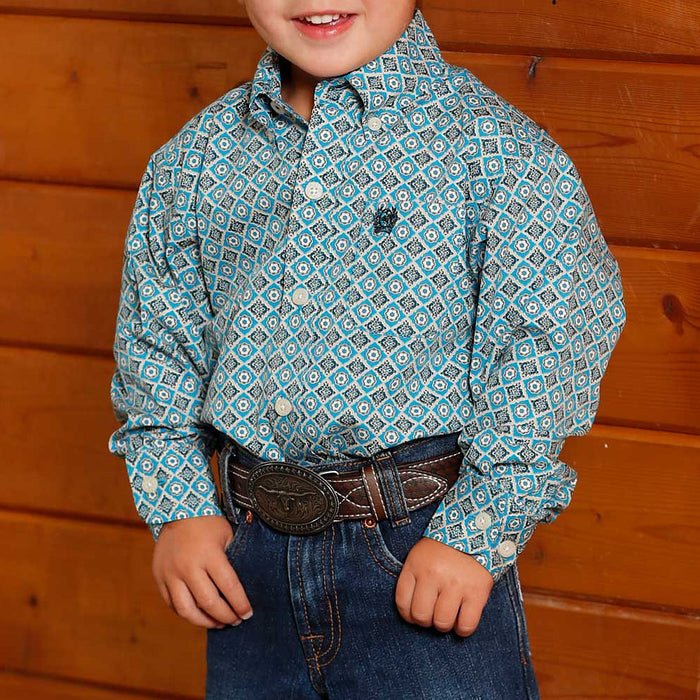 Cinch Toddler Boy's Blue Print Shirt