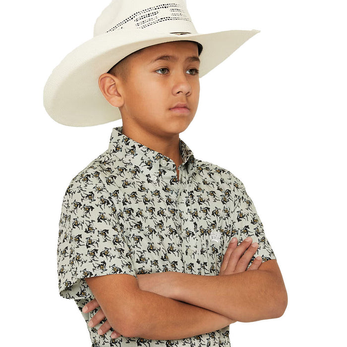 Cinch Boy's Grey Bucking Horse Shirt