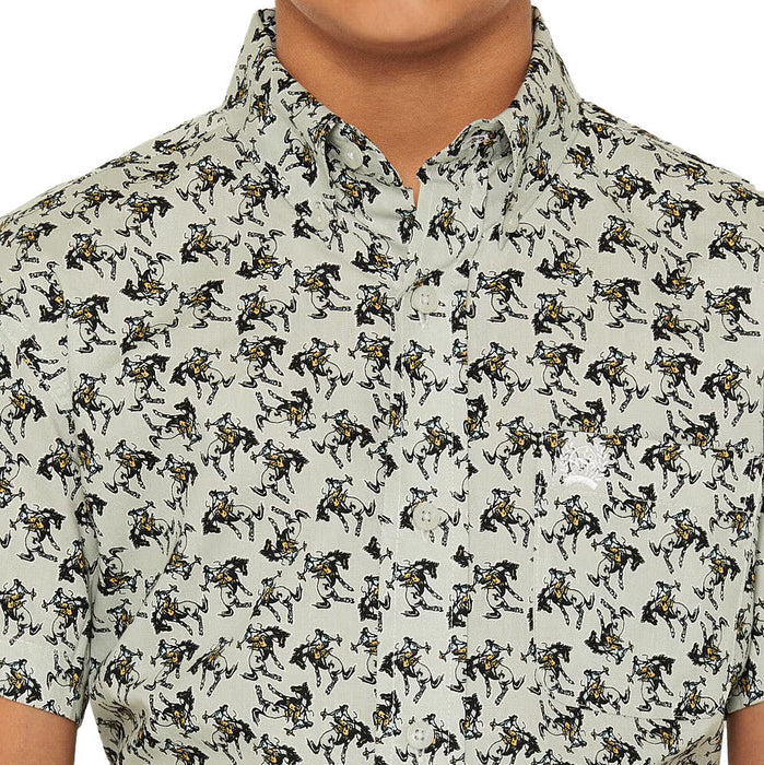 Cinch Boy's Grey Bucking Horse Shirt
