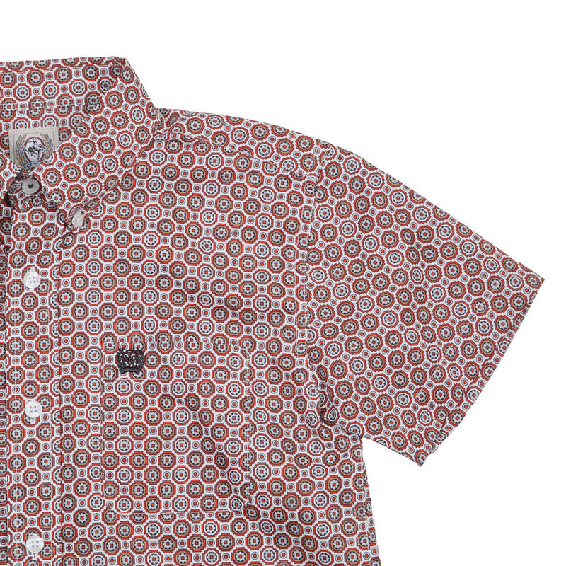 Cinch Boy's White Print Short Sleeve Shirt