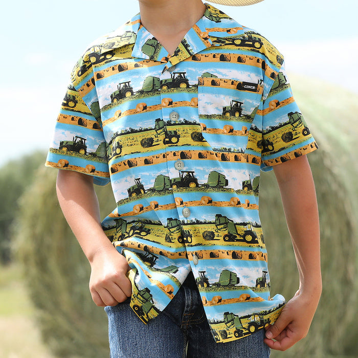 Cinch Boy's Tractor Hayin' Season Button Shirt