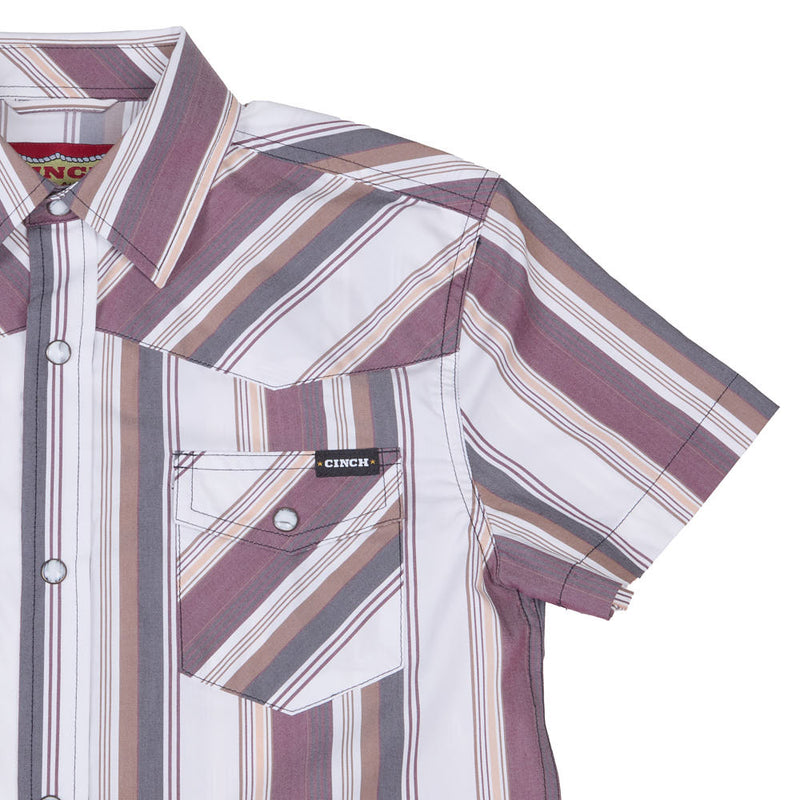 Cinch Boy's White Striped Shirt