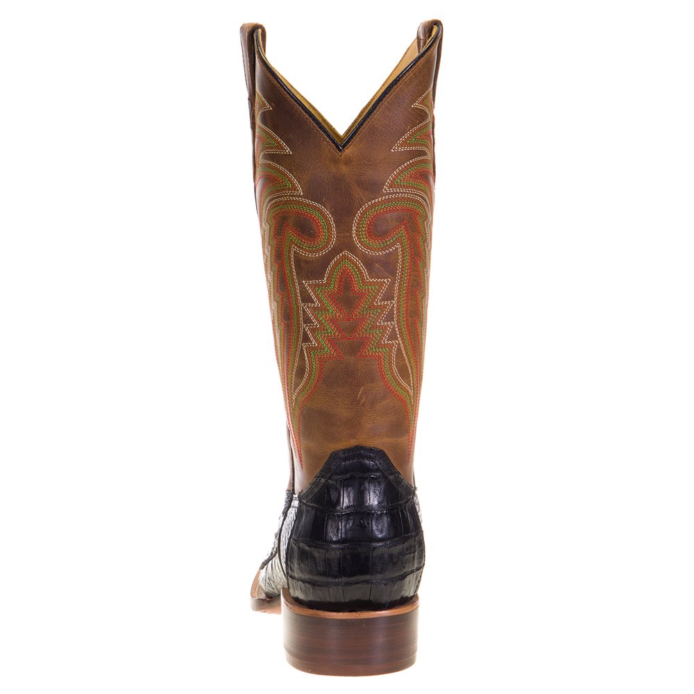 R Watson Boots Men's Black Caiman Tail 13in. Mad Dog Tan Top Boots