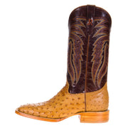 R Watson Boots Men's Antique Saddle Full Quill Ostrich 13in. Volcano Brass Goat Top Boot