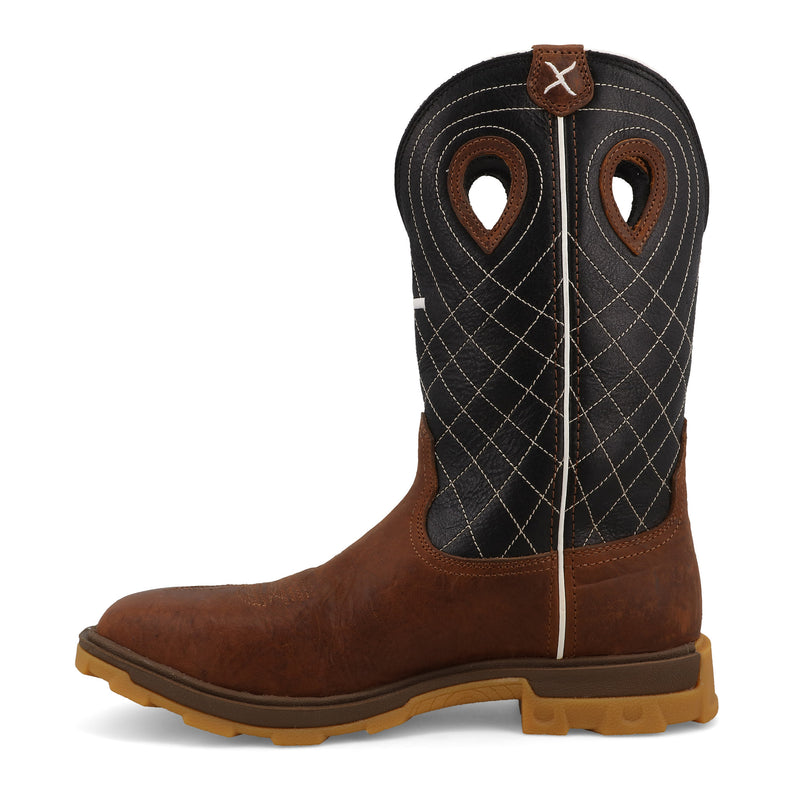 Twisted X Men`s 12In Ultralite Clay and Black WP Nano Square Toe Work Boot