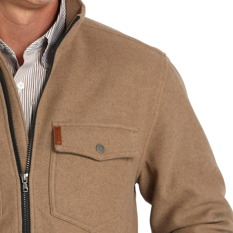 Cinch Men's Khaki Brushed Knit Shirt Jacket