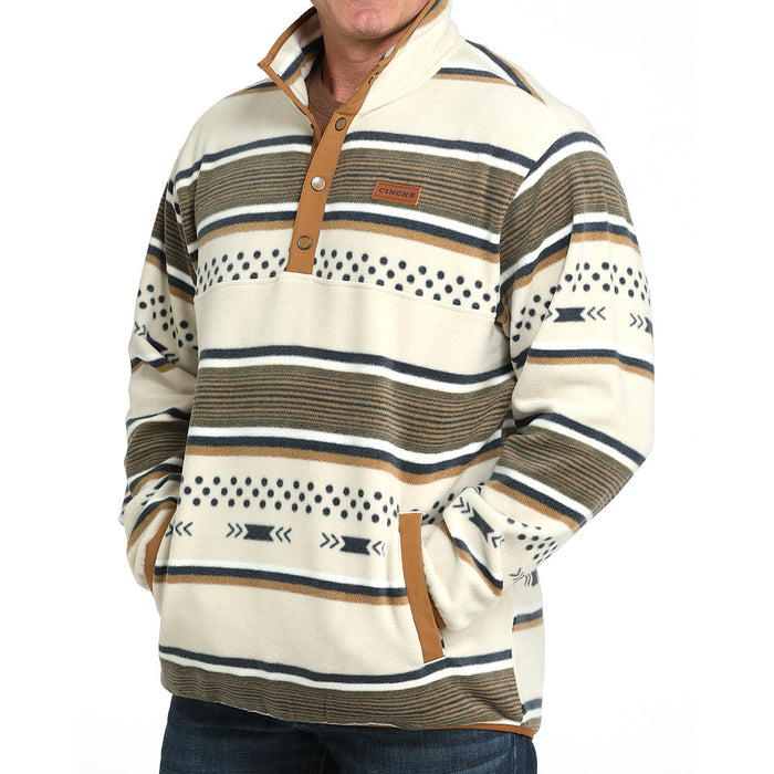 Cinch Men's Multi Stripe Cream Pullover
