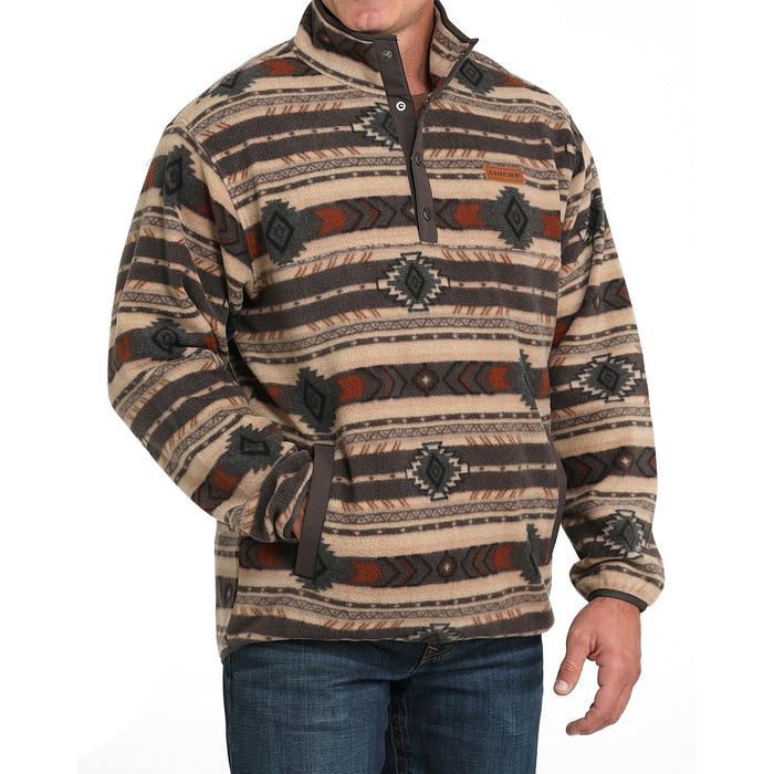 Cinch Men's Brown Aztec Fleece Pull Over