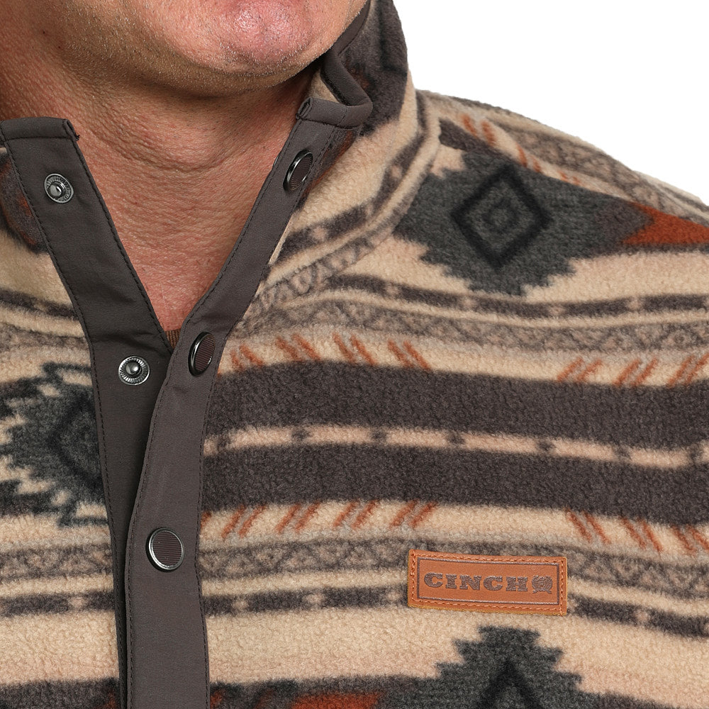 Cinch Men's Brown Aztec Fleece Pull Over