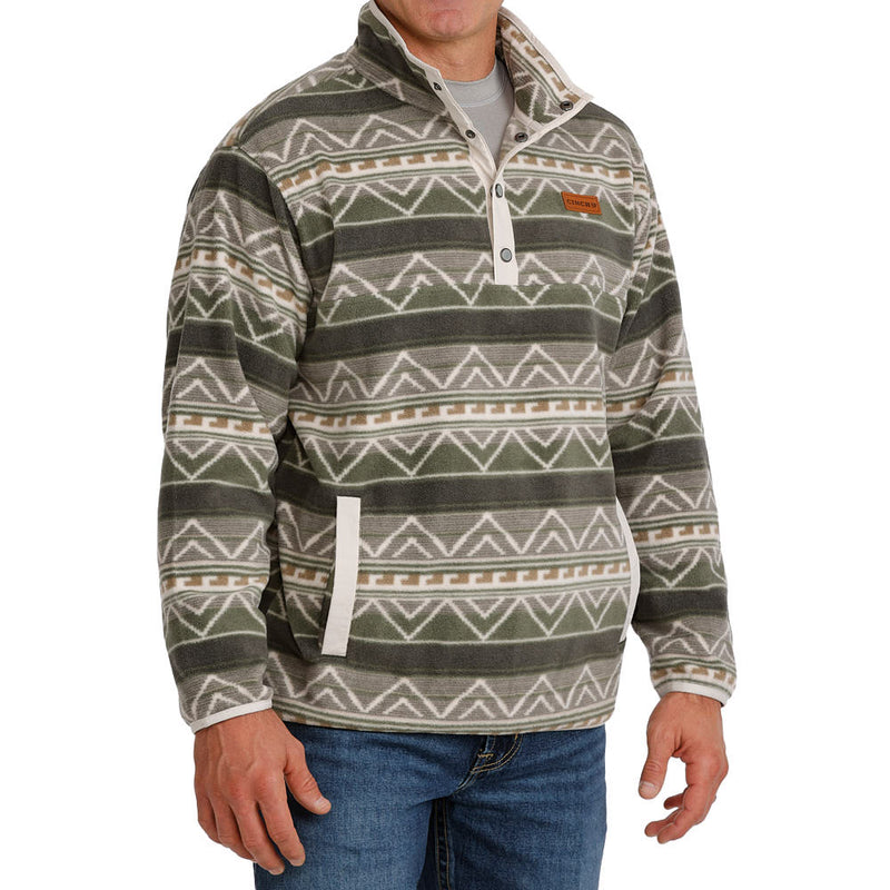 Cinch Men's Olive Printed Fleece Pullover