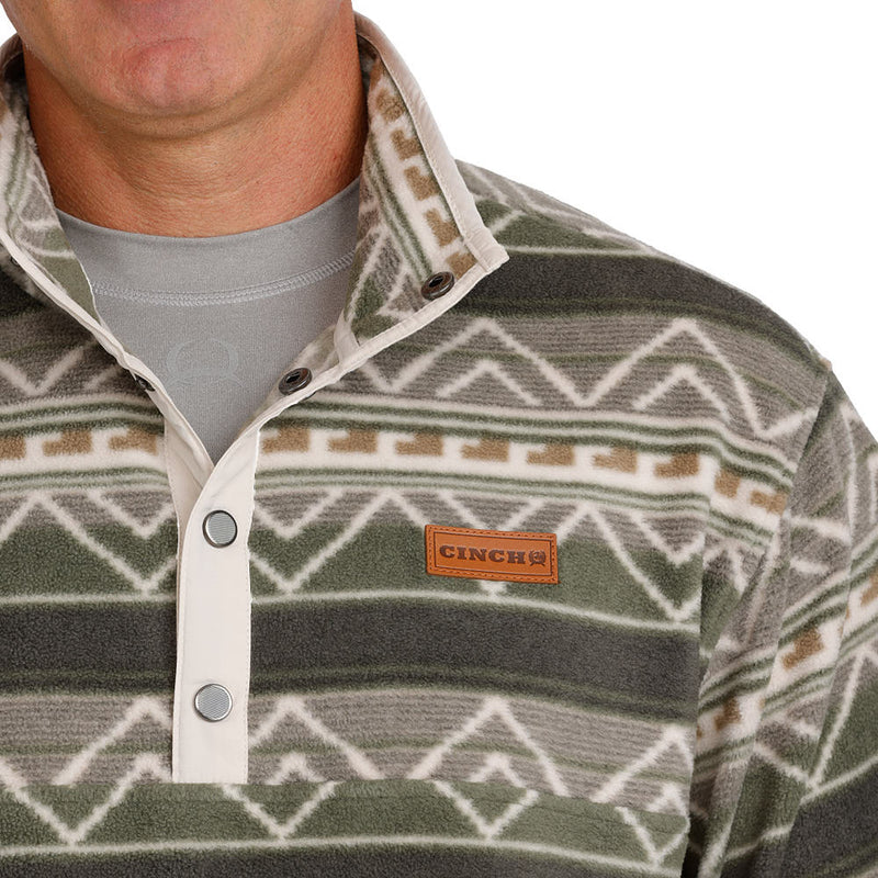 Cinch Men's Olive Printed Fleece Pullover
