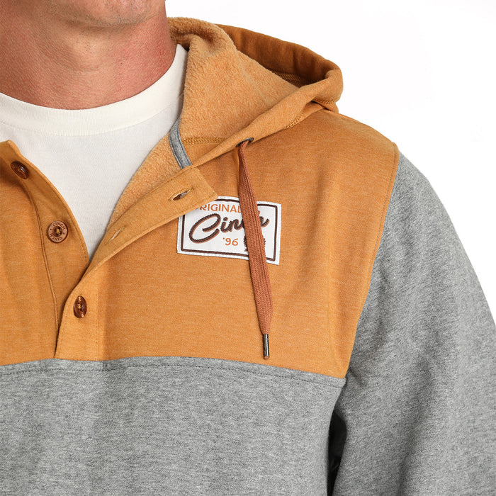 Cinch Men's Grey and Brown Hoodie