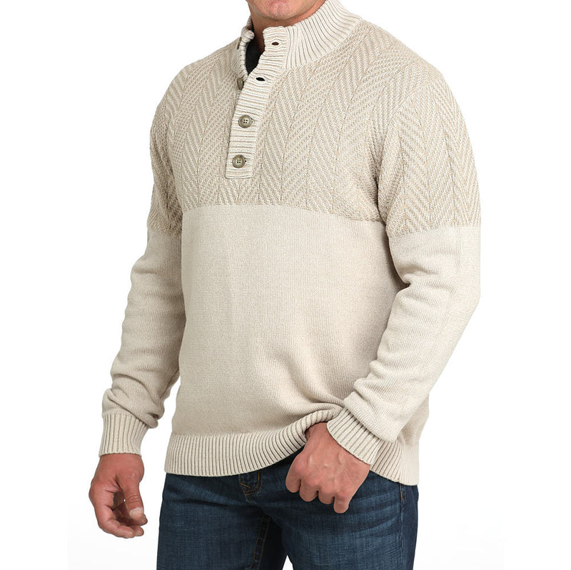Cinch Men's Cream Button Sweater