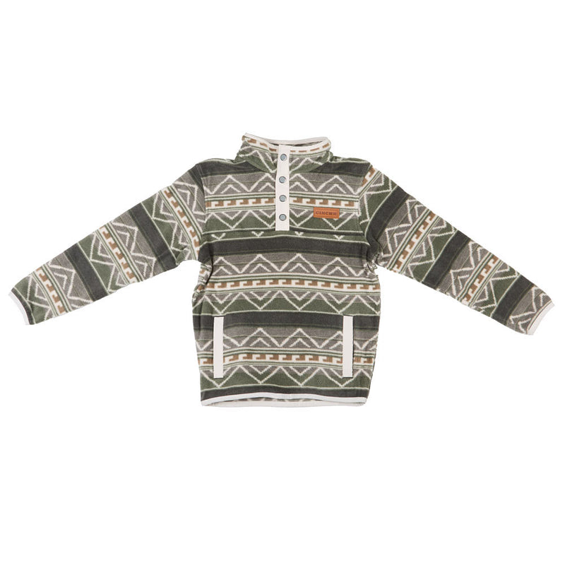 Cinch Boy's Olive Print Polar Fleece Pullover