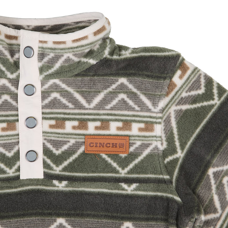 Cinch Boy's Olive Print Polar Fleece Pullover