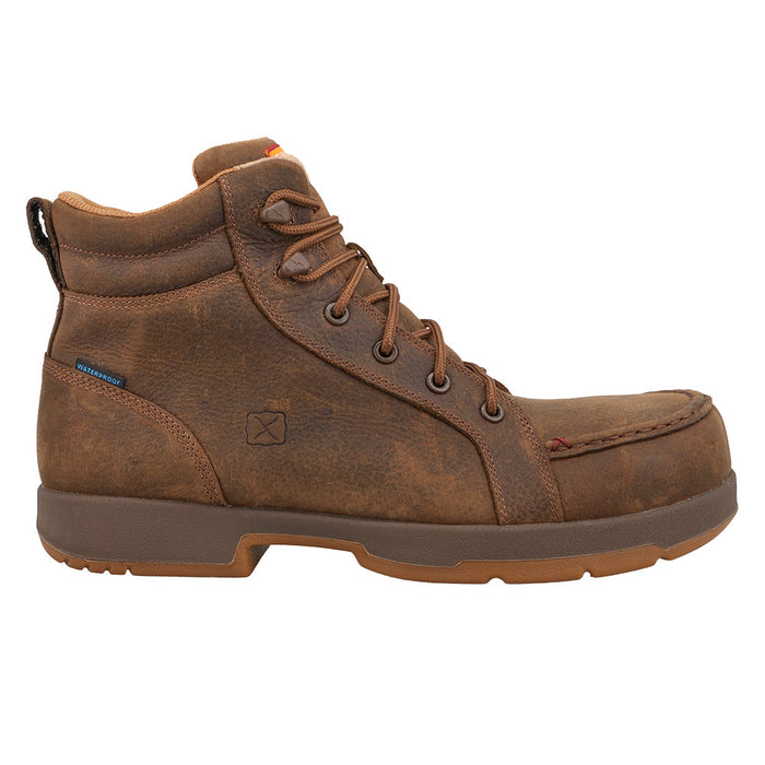 Twisted X Men's 6in Waterproof Brown Nano Round Moc Toe Work Boot