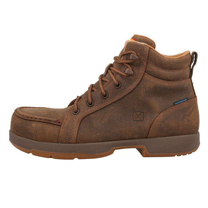 Twisted X Men's 6in Waterproof Brown Nano Round Moc Toe Work Boot