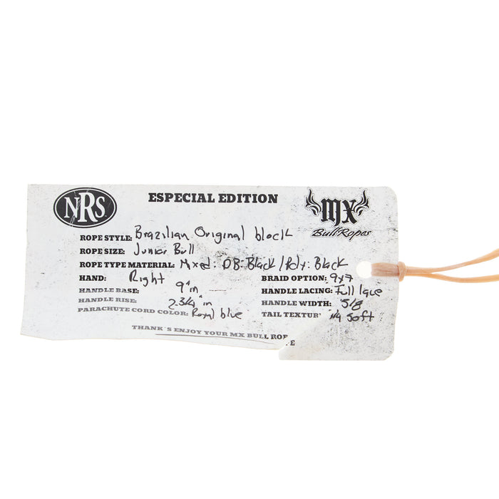 Mx Bull Ropes Brazilian Right Handed 5/8in. Double Braid Black and Royal Blue Junior Bull Rope