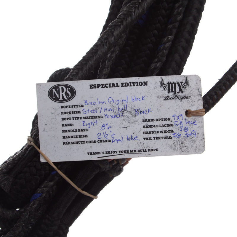 Mx Bull Ropes Brazilian Right Handed 5/8in. Double Braid Black and Royal Blue Steer Bull Rope