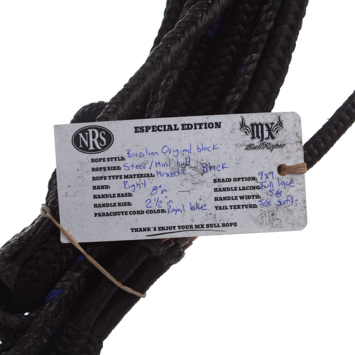 Mx Bull Ropes Brazilian Right Handed 5/8in. Double Braid Black and Royal Blue Steer Bull Rope