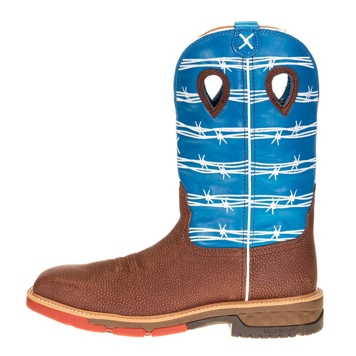 Twisted X Men's Burgandy 12in. Sky Blue Top Cell Stretch Soft Toe Work Boot
