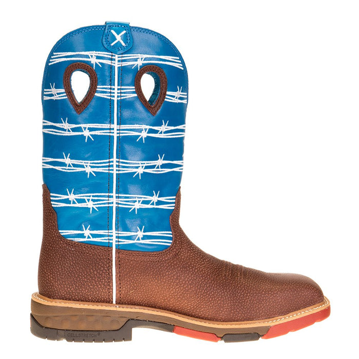 Twisted X Men's Burgandy 12in. Sky Blue Top Cell Stretch Soft Toe Work Boot