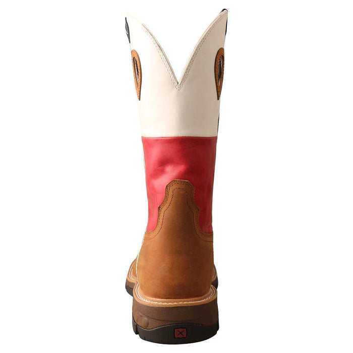 Twisted X Menin.s Light Brown 12in. Texas Flag Soft Toe Work Boot