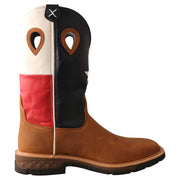 Twisted X Menin.s Light Brown 12in. Texas Flag Soft Toe Work Boot