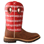 Twisted X Mens Distressed Saddle 12in Red Barbwire Soft Toe Work Boot