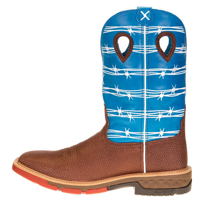 Twisted X Men's Burgundy 12in. SkyBlue Top Cell Stretch Alloy Toe Work Boot MXBA001