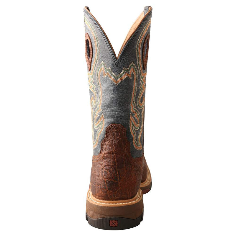 Twisted X Men`s Distressed Saddle 12In Peacock Alloy Square Toe Work Boot