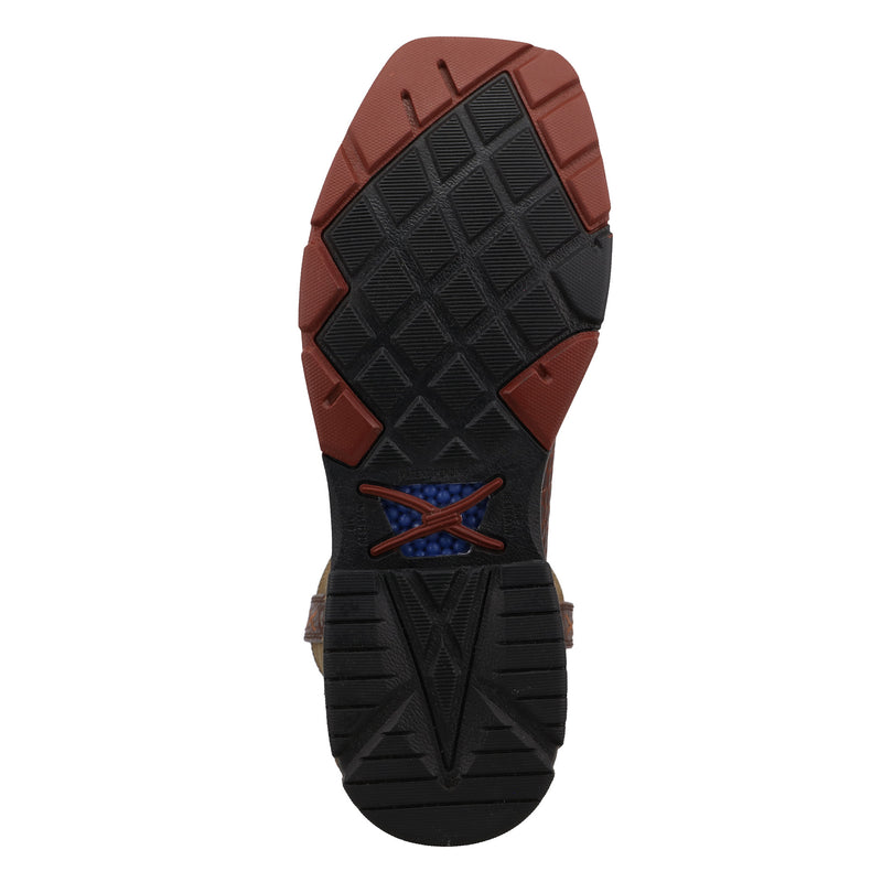 Twisted X Men`s Brown Caiman Print Vamp Alloy Square Toe 11In Top Work Boot