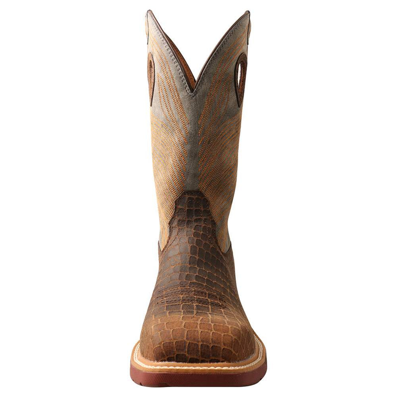 Twisted X Men's Brown Caiman Print 12in Top Boot