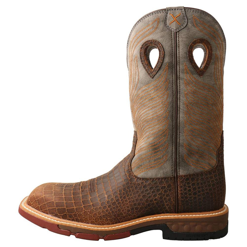 Twisted X Men's Brown Caiman Print 12in Top Boot