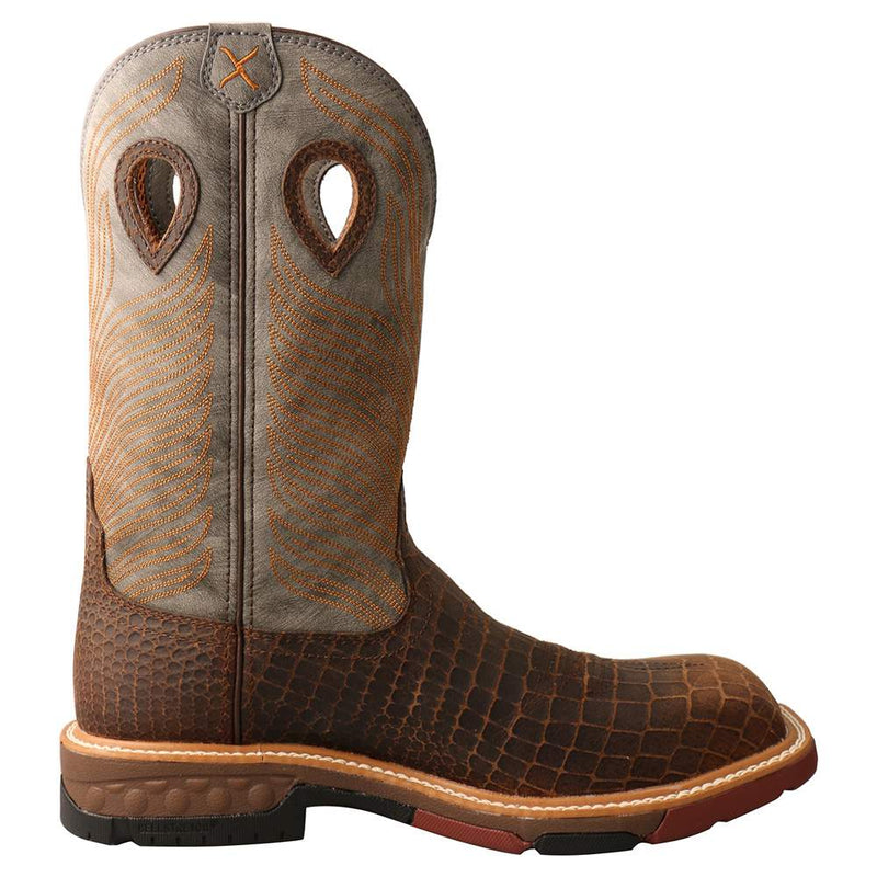Twisted X Men's Brown Caiman Print 12in Top Boot