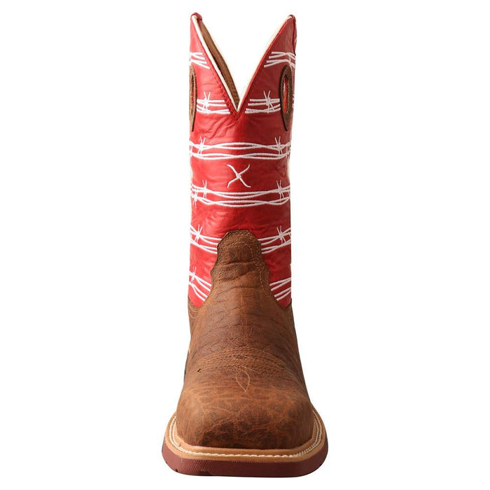 Twisted X Men`s Distressed Saddle 12` Red Barbwire Nano Toe Work Boot
