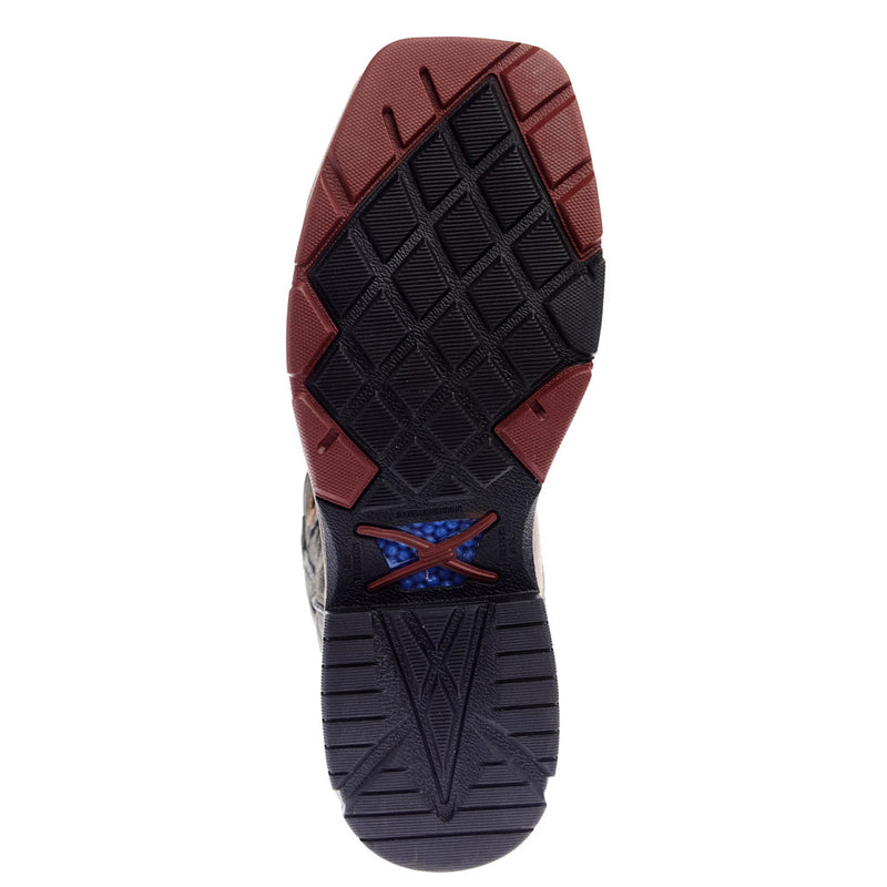 Twisted X Men`s Western Pull On Brown and Olive 12In Nano Square Toe H2O Work Boot