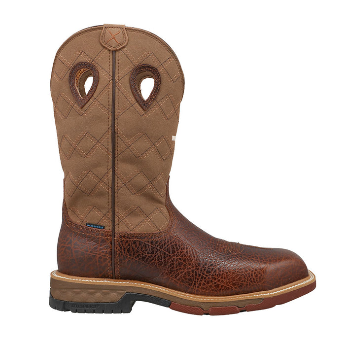 Twisted X Men's 12in WP Brown Nano Square Toe Work Boot