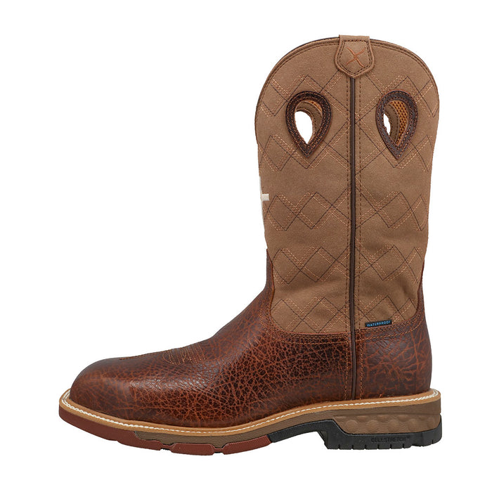 Twisted X Men's 12in WP Brown Nano Square Toe Work Boot