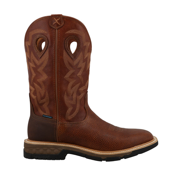 Twisted X Men's Western 12in Rust Brown Waterproof Soft Square Toe Work Boot