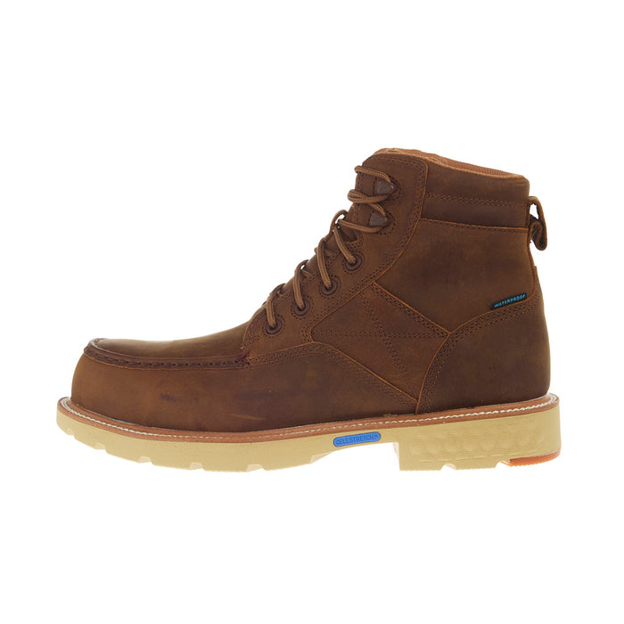 Twisted X Men`s 6In Golden Tan H2O Nano Moc Toe Lace Up Work Boot