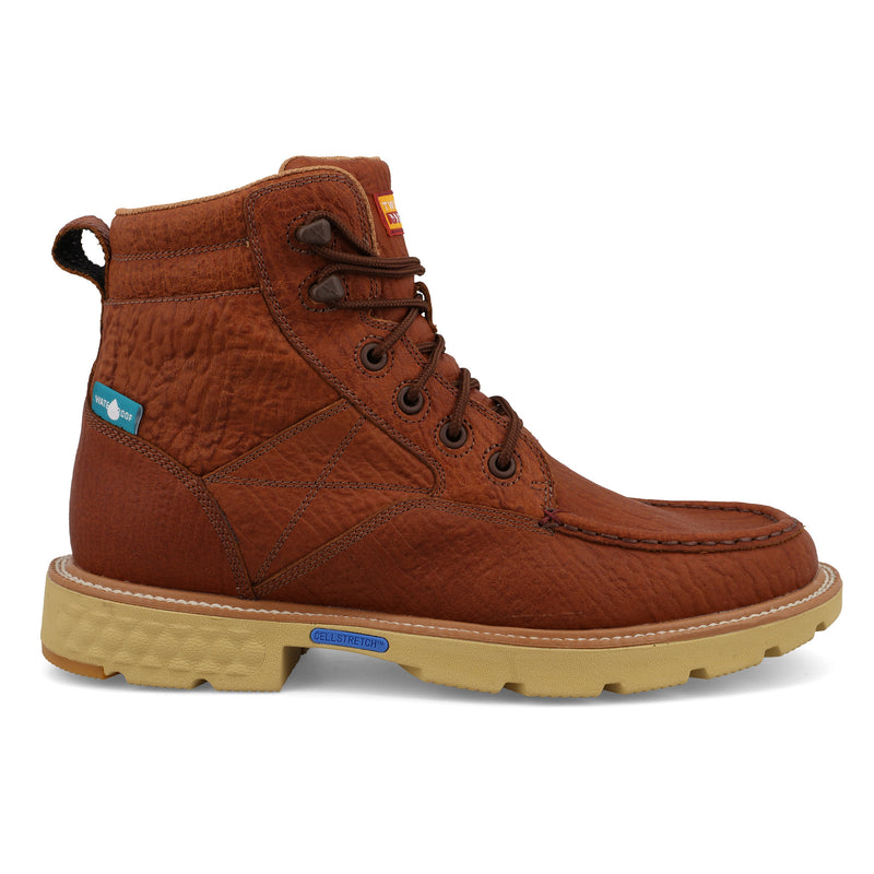Twisted X Men`s Brown WP Vamp Soft Moc Toe 6In Top Work Boot