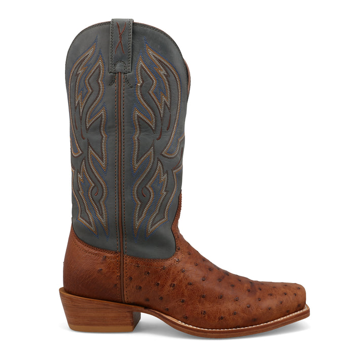 Twisted X Mens Reserve Chestnut Full Quill Ostrich Vamp 13in Dark Grey Top