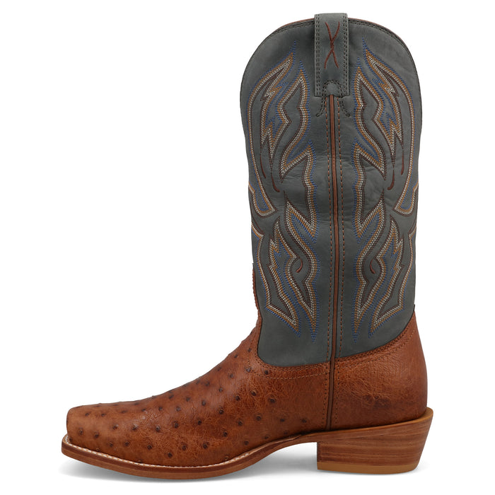 Twisted X Mens Reserve Chestnut Full Quill Ostrich Vamp 13in Dark Grey Top