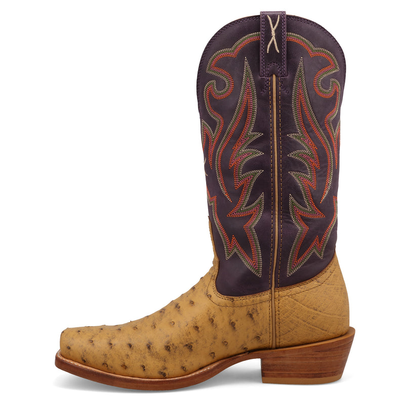 Twisted X Mens Reserve Honeycomb Full Quill Ostrich Vamp 13in Eggplant Top