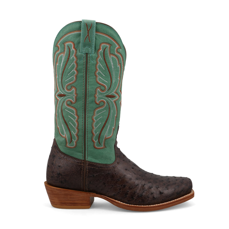 Twisted X Mens Reserve Tobacco Full Quill Ostrich Vamp 13in Jade Top