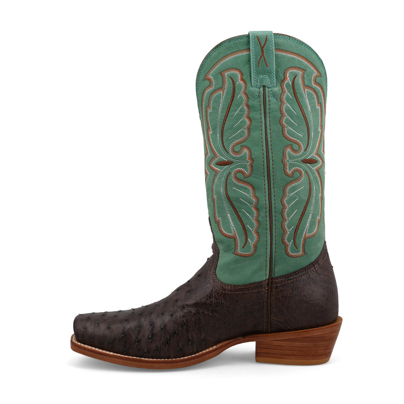 Twisted X Mens Reserve Tobacco Full Quill Ostrich Vamp 13in Jade Top