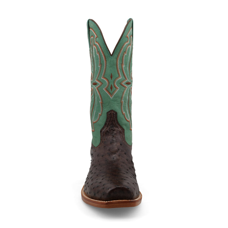 Twisted X Mens Reserve Tobacco Full Quill Ostrich Vamp 13in Jade Top