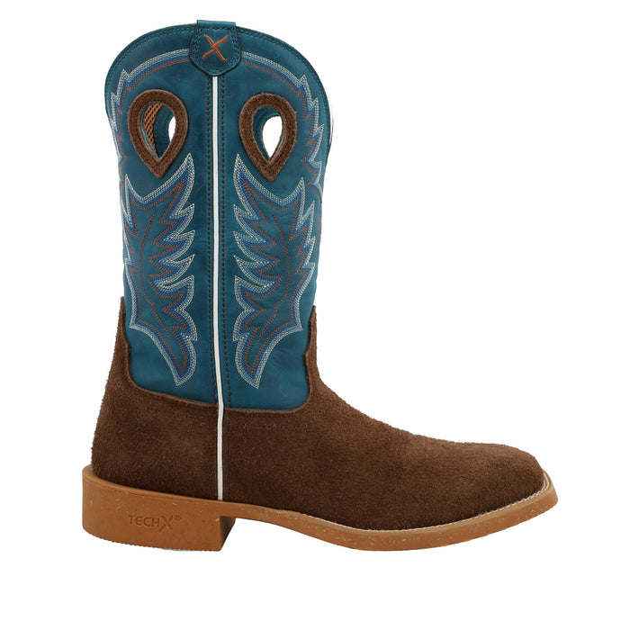 Twisted X Men's TechX 3 Chocolate Roughout 12in. Stormy Blue Top Square Toe