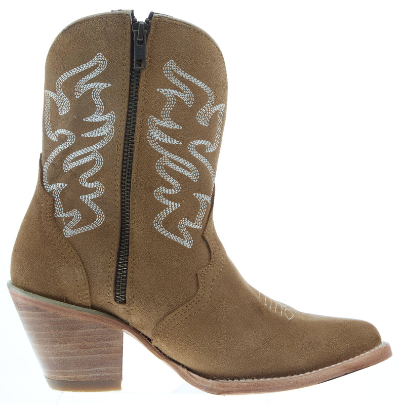 Corral Women`s Camel Embroidered Zipper Ankle Boot